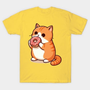 Cat Eating Donut T-Shirt